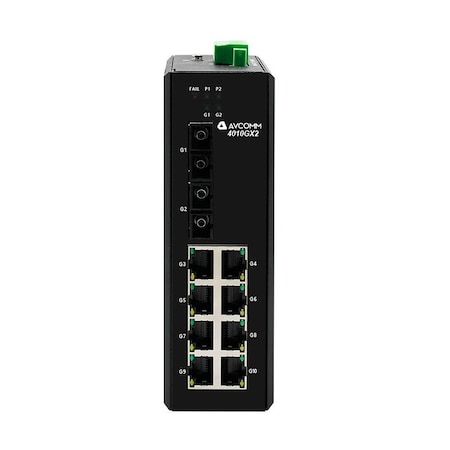 Avcomm 10-Port Industrial Unmanaged Ethernet Switch 4010GX2